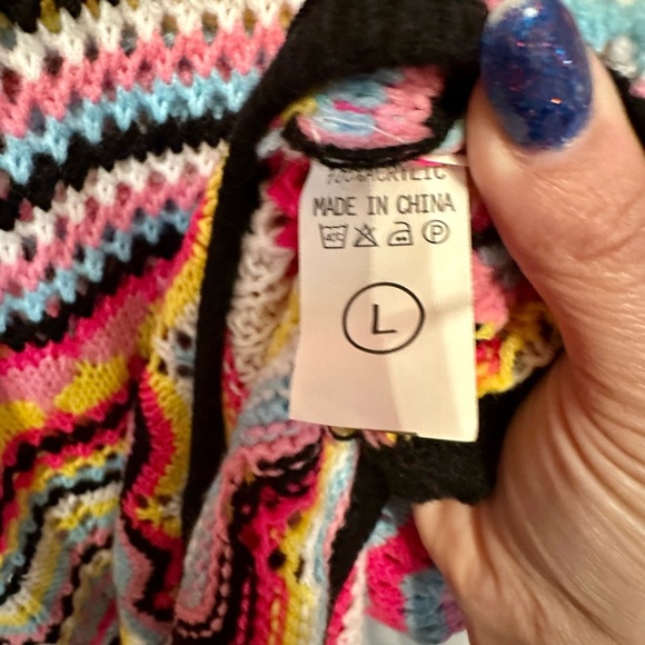 Vibrant & Colorful Striped Knit Sweater Large - Picture 3 of 5